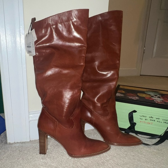 Zara Shoes Zara Leather Cowboy Boots Calf Boots Poshmark